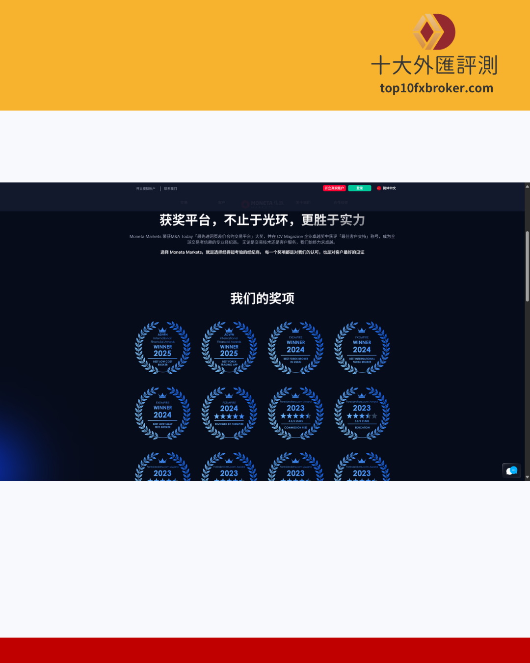 Moneta Markets 億匯榮獲的諸多獎項