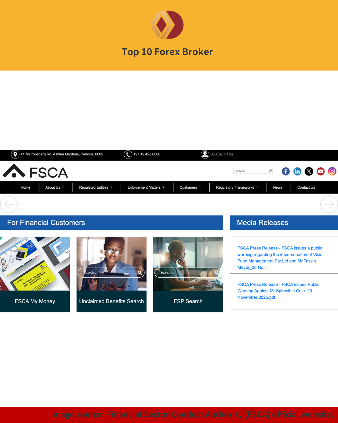 FSCA financial authority page