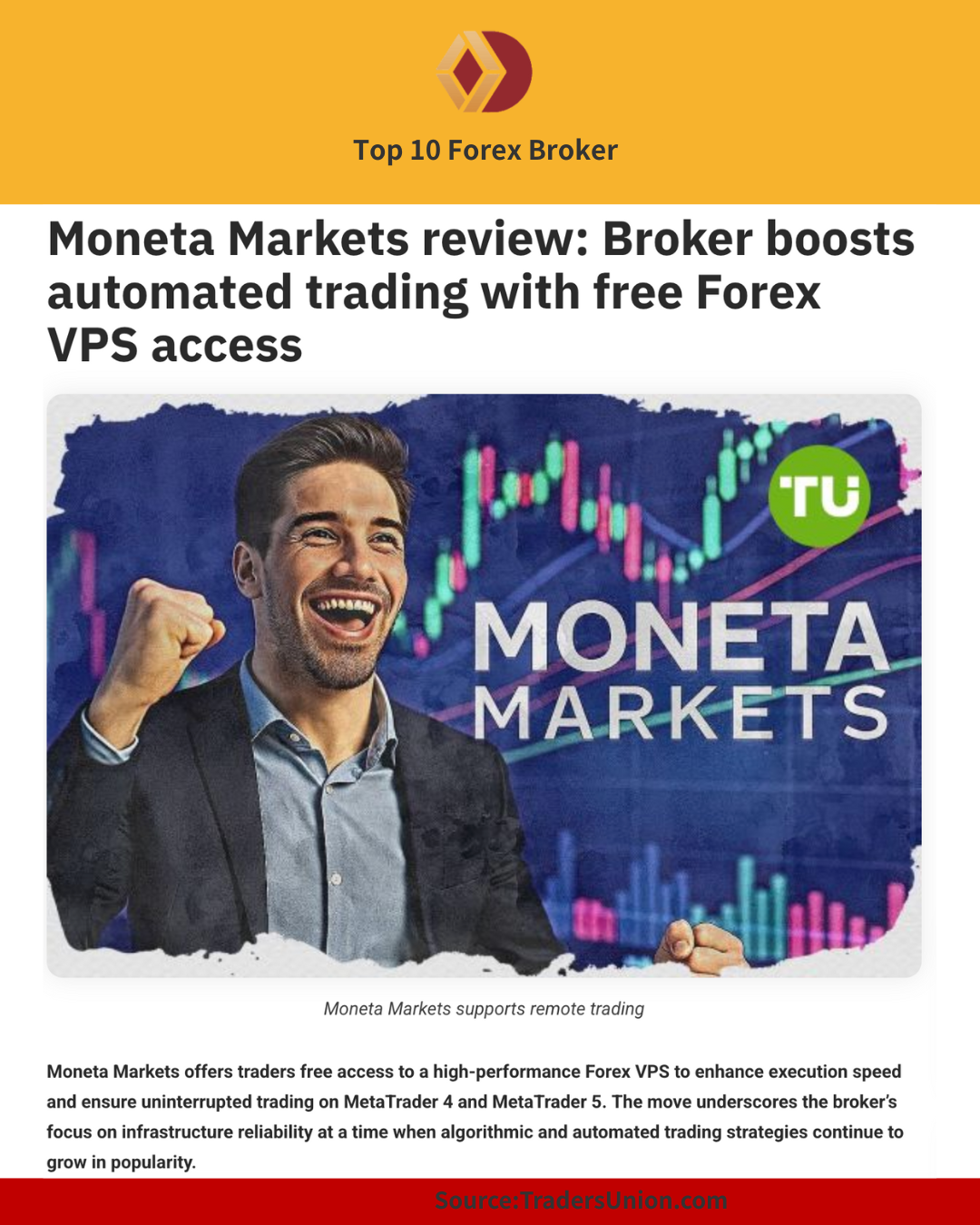 Promotional image featuring a trader celebrating with chart graphics